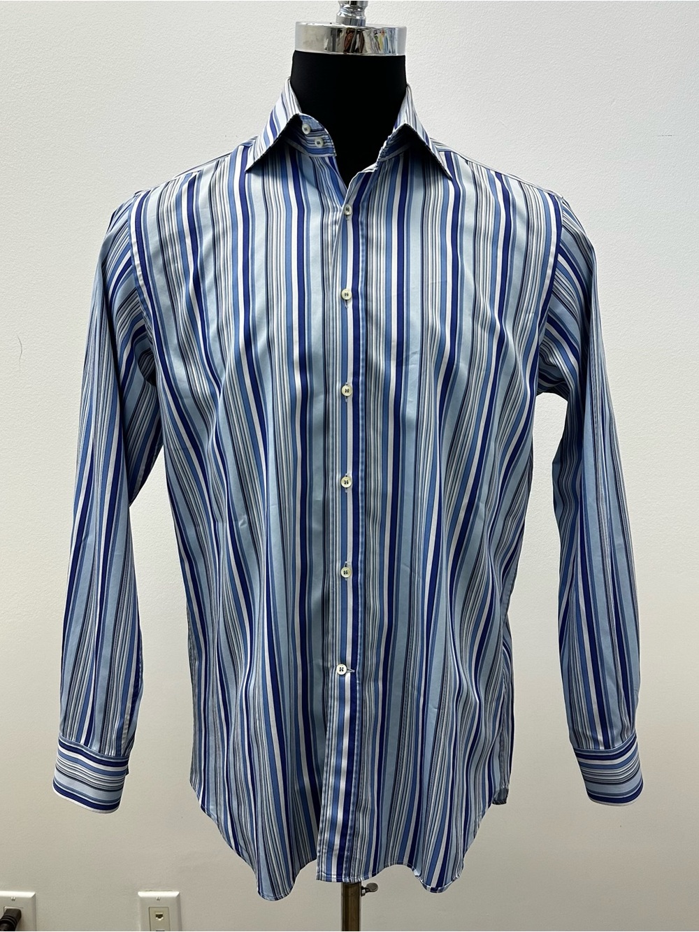 ETRO Milano Men’s Striped Shirt Size IT 42, Neck Size 16.5 Made in Italy